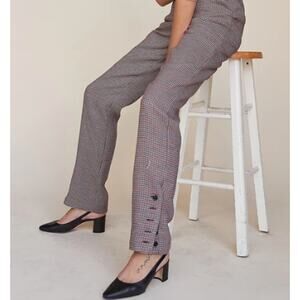 NWT LPA Plaid trouser Pants Tan Maroon Black Dress Pants